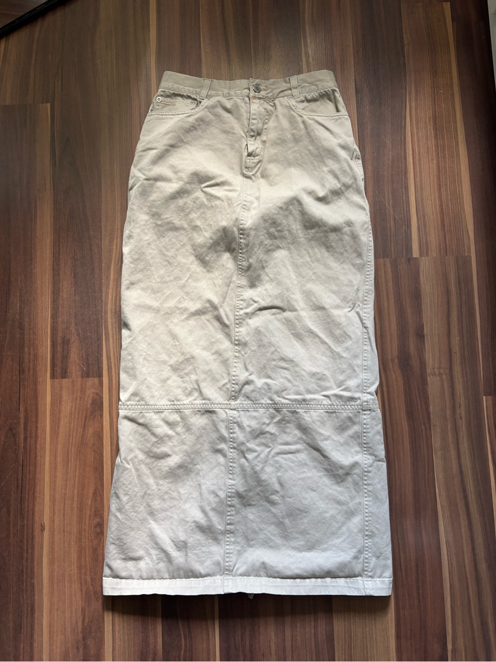 Smart Set Light Beige Maxi Skirt with Panel Detail